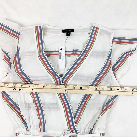 J Crew Flutter Sleeve Striped Wrap top - Picture 5 of 10